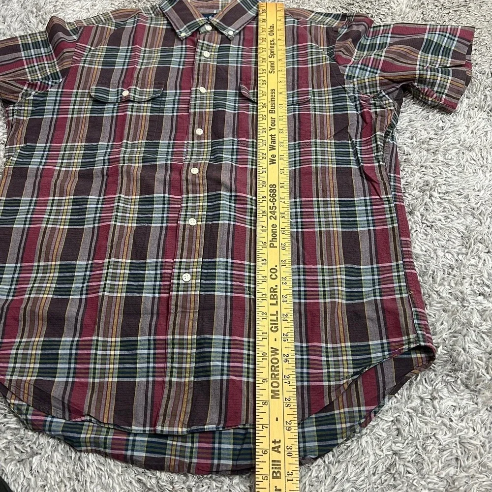 VTG‎ Polo Ralph Lauren Men's Madras Plaid Short Sleeve Button-Down Shirt Large